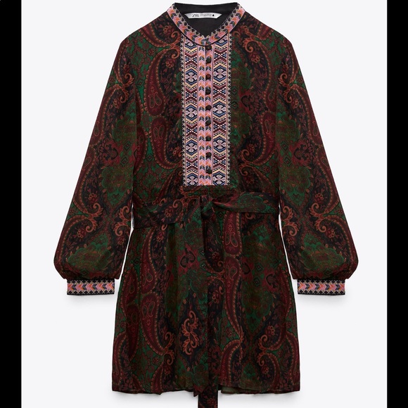 ZARA JACQUARD RIBBON DRESS - Picture 8 of 11